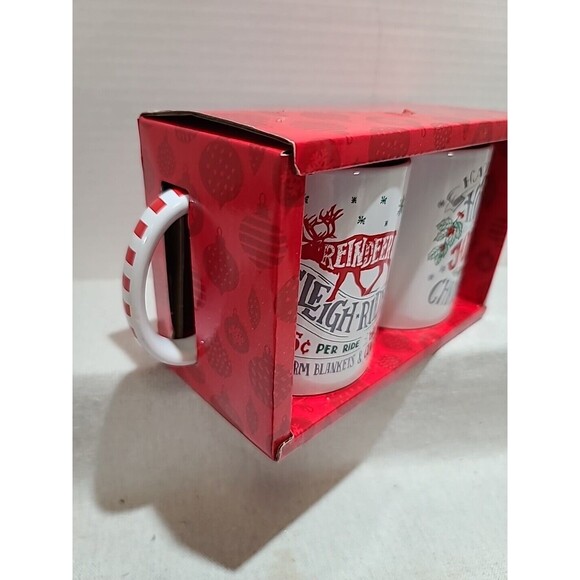 New With Box Christmas Holiday Ceramic Coffee Mugs Set of 2 Hot Cocoa - Picture 2 of 9